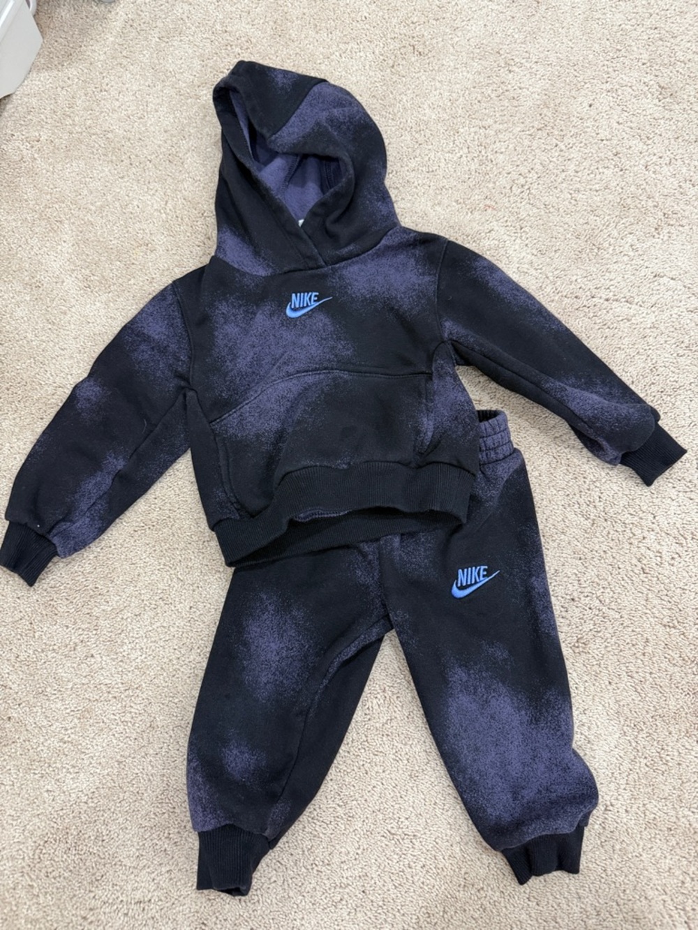 Nike Kids Black Hoodie & Joggers Set with Blue Logo